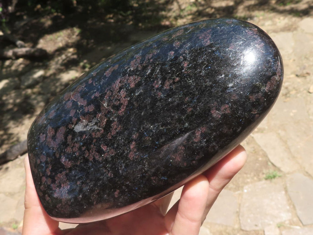 Polished New Sparkling Blue Iolite Standing Free Form With Pink Feldspar Spots  x 1 From Madagascar - TopRock