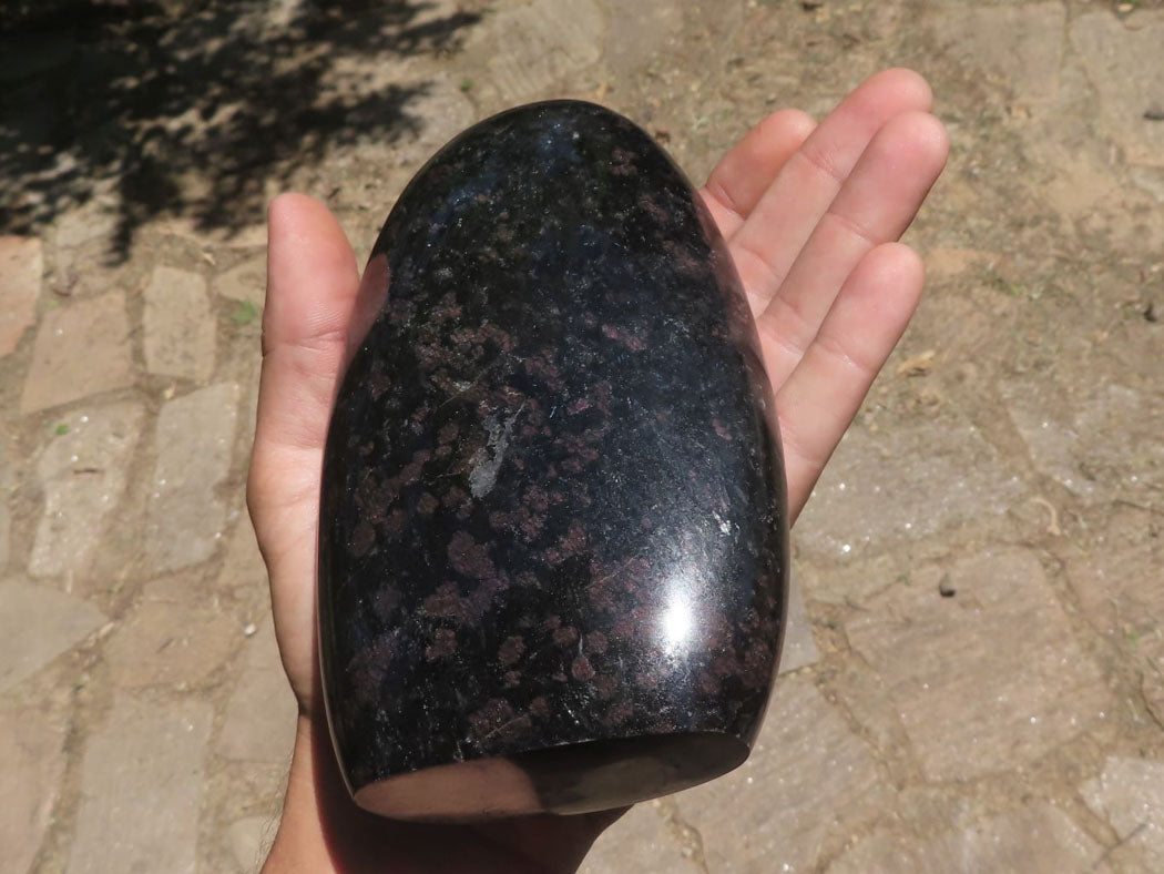 Polished New Sparkling Blue Iolite Standing Free Form With Pink Feldspar Spots  x 1 From Madagascar - TopRock