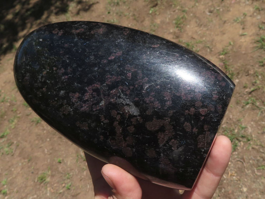 Polished New Sparkling Blue Iolite Standing Free Form With Pink Feldspar Spots  x 1 From Madagascar - TopRock