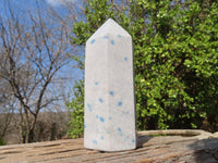 Polished Blue Spotted Spinel Quartz Points x 2 From Madagascar - Toprock Gemstones and Minerals 