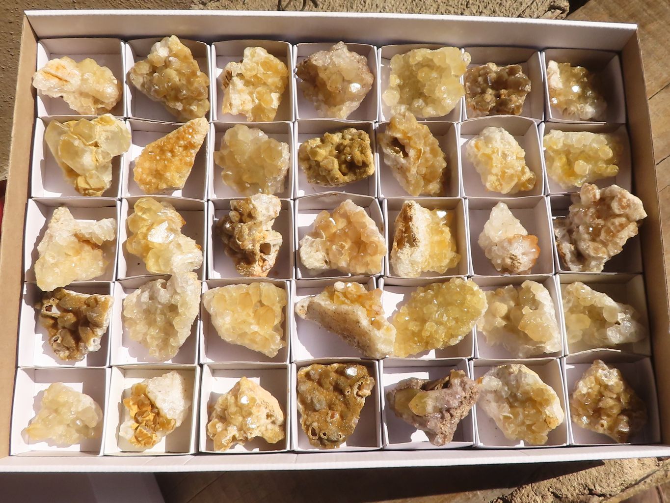 Natural Small Golden Limonite / Lemonite Quartz Clusters  x 35 From Zambia - Toprock Gemstones and Minerals 
