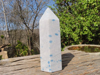 Polished Blue Spotted Spinel Quartz Points x 2 From Madagascar - Toprock Gemstones and Minerals 