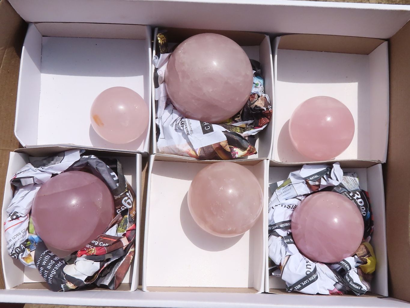 Polished Gemmy Pink Rose Quartz Spheres  x 6 From Ambatondrazaka, Madagascar - TopRock