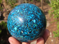 Polished Conglomerate Chrysocolla Spheres  x 2 From Congo - Toprock Gemstones and Minerals 