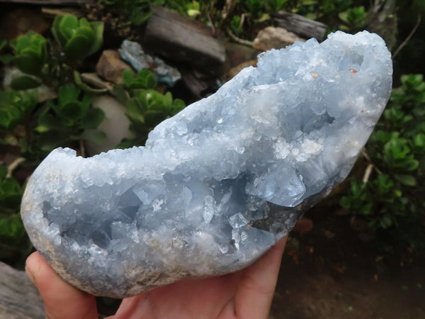 Polished Blue Celestite Crystal Free Form  x 1 From Sakoany, Madagascar