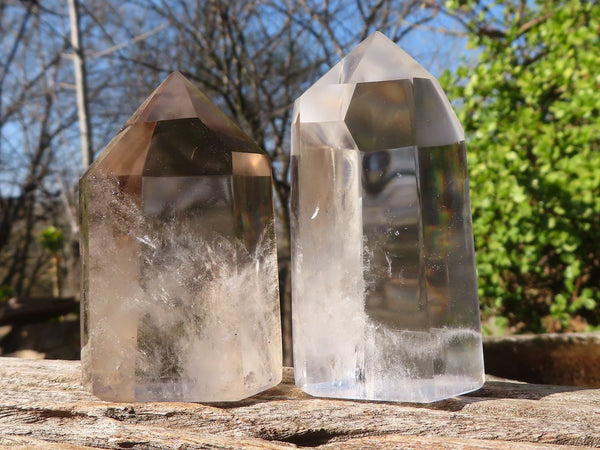 Polished Clear & Smokey Quartz Points  x 6 From Madagascar - Toprock Gemstones and Minerals 