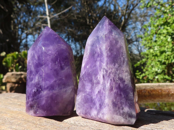 Polished Deep Purple Chevron Amethyst Points  x 12 From Zambia - Toprock Gemstones and Minerals 