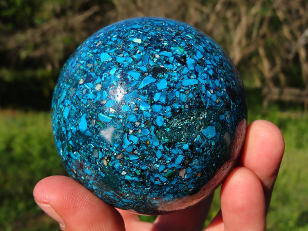 Polished Chrysocolla Conglomerate Sphere With Azurite & Malachite x 1 From Congo - TopRock