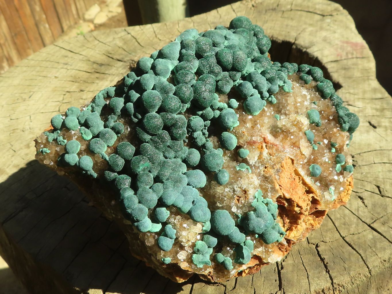 Natural Rare Ball Malachite On Drusy Quartz & Dolomite Matrix  x 1 From Congo - Toprock Gemstones and Minerals 