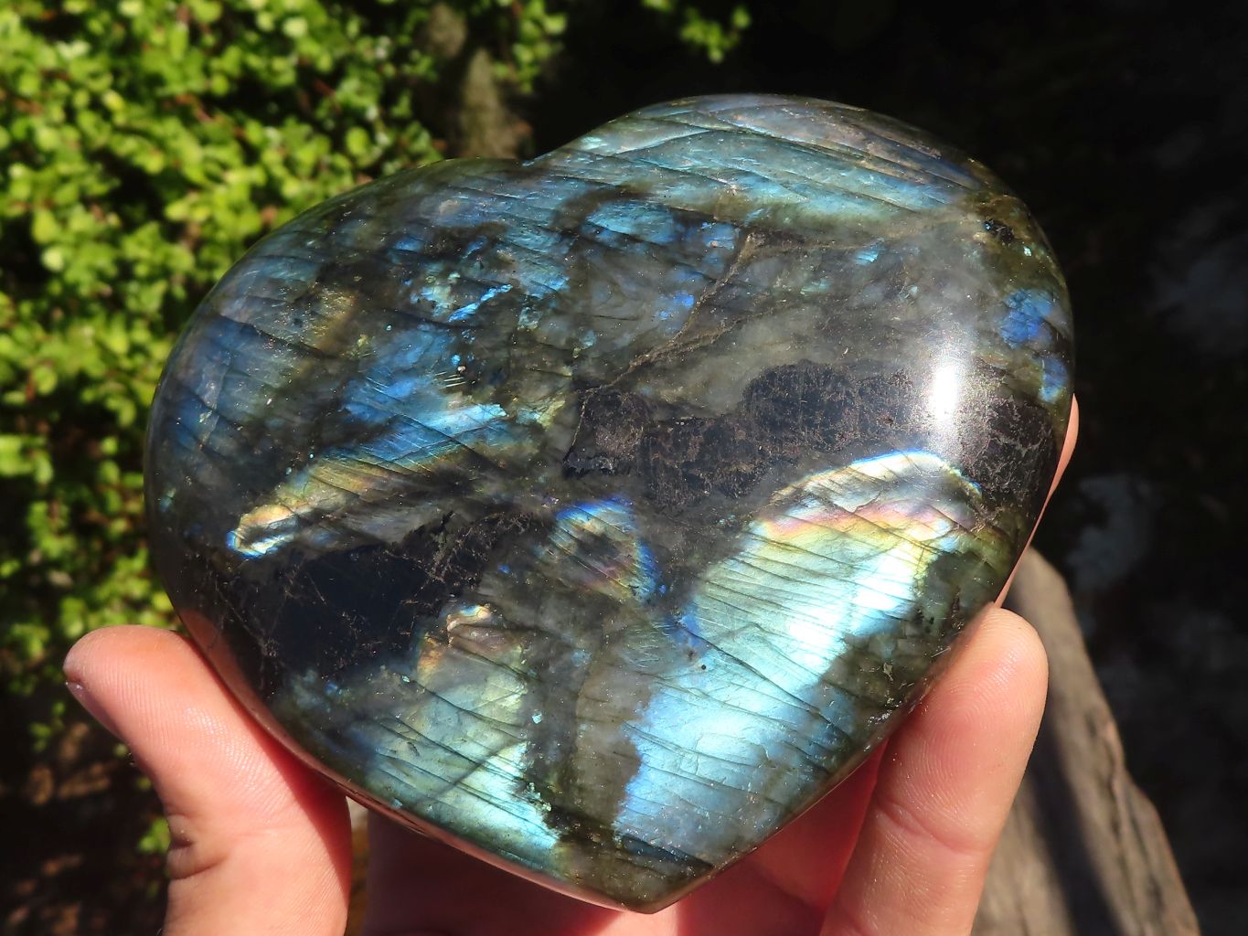 Polished  Puffy Labradorite Gemstone Hearts  x 2 From Tulear, Madagascar - Toprock Gemstones and Minerals 
