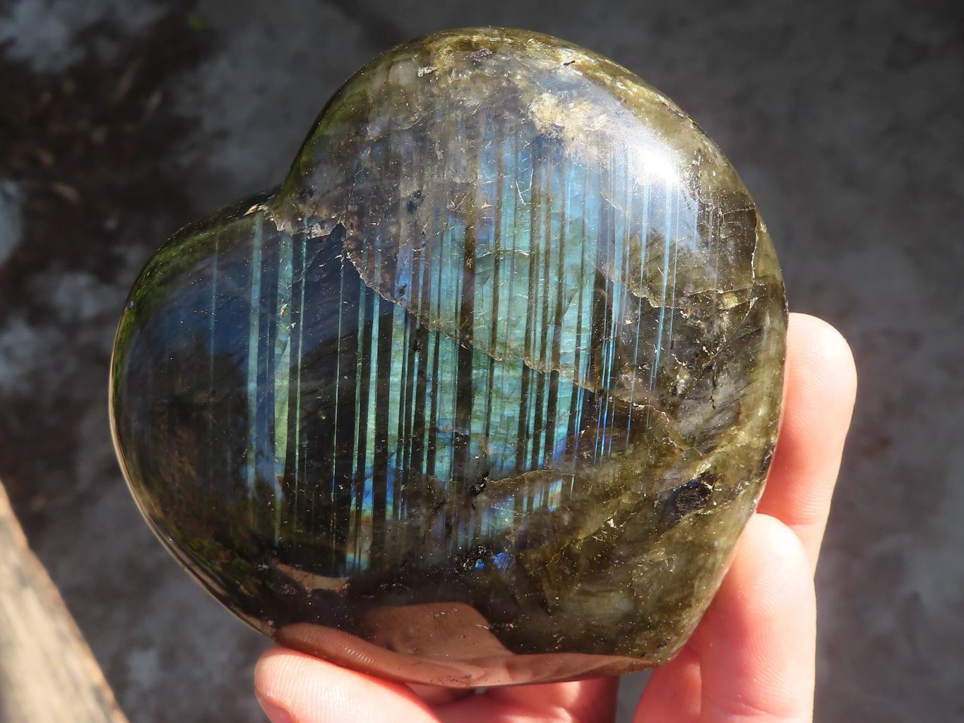 Polished  Puffy Labradorite Gemstone Hearts  x 2 From Tulear, Madagascar - Toprock Gemstones and Minerals 