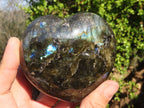 Polished  Puffy Labradorite Gemstone Hearts  x 2 From Tulear, Madagascar - Toprock Gemstones and Minerals 