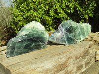Polished One Side Polished Watermelon Fluorite Pieces  x 2 From Malawi - Toprock Gemstones and Minerals 