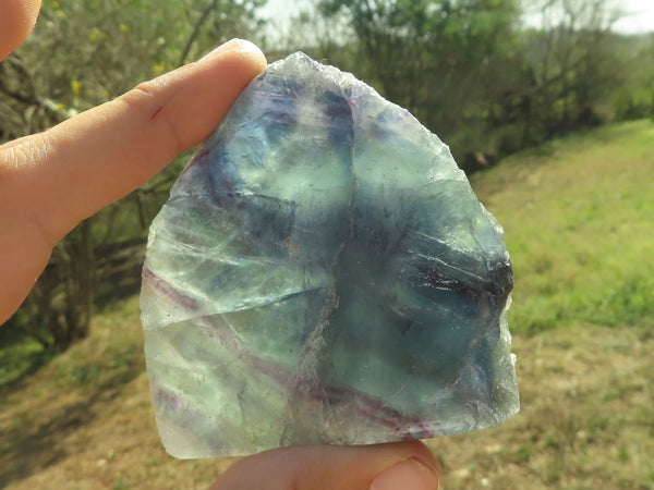 Polished Half Polished Watermelon Fluorite Free Form Slabs  x 6 From Uis, Namibia - TopRock