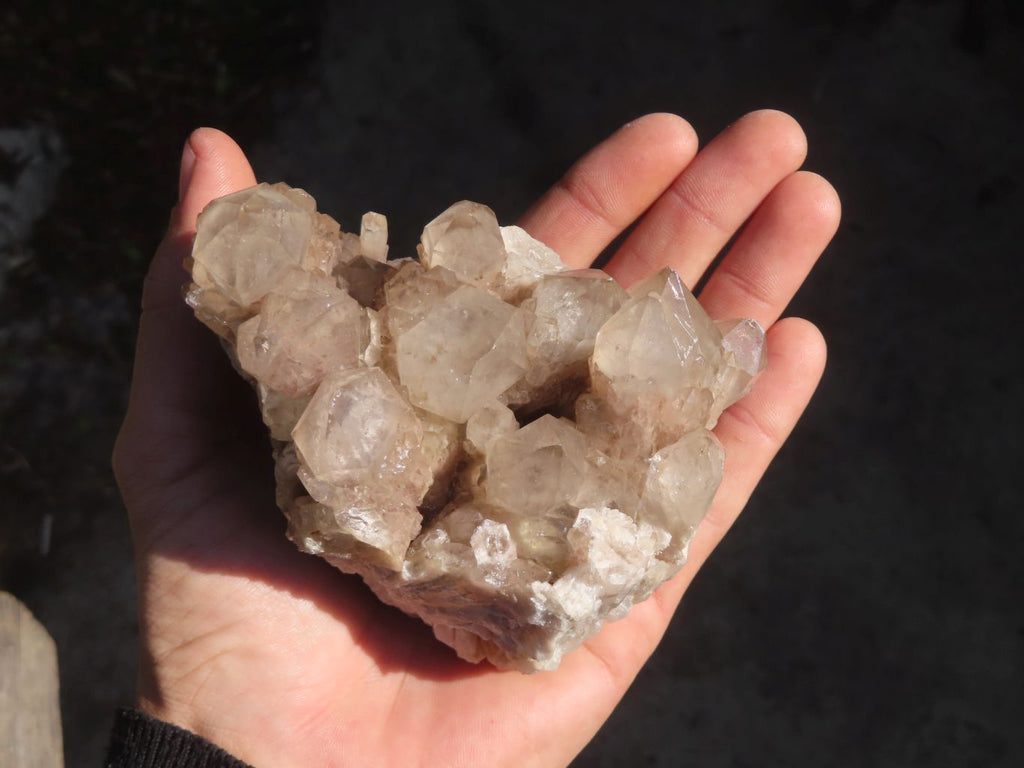 Natural Smokey Phantom Quartz Clusters x 5 From Luena, Congo - Toprock Gemstones and Minerals 