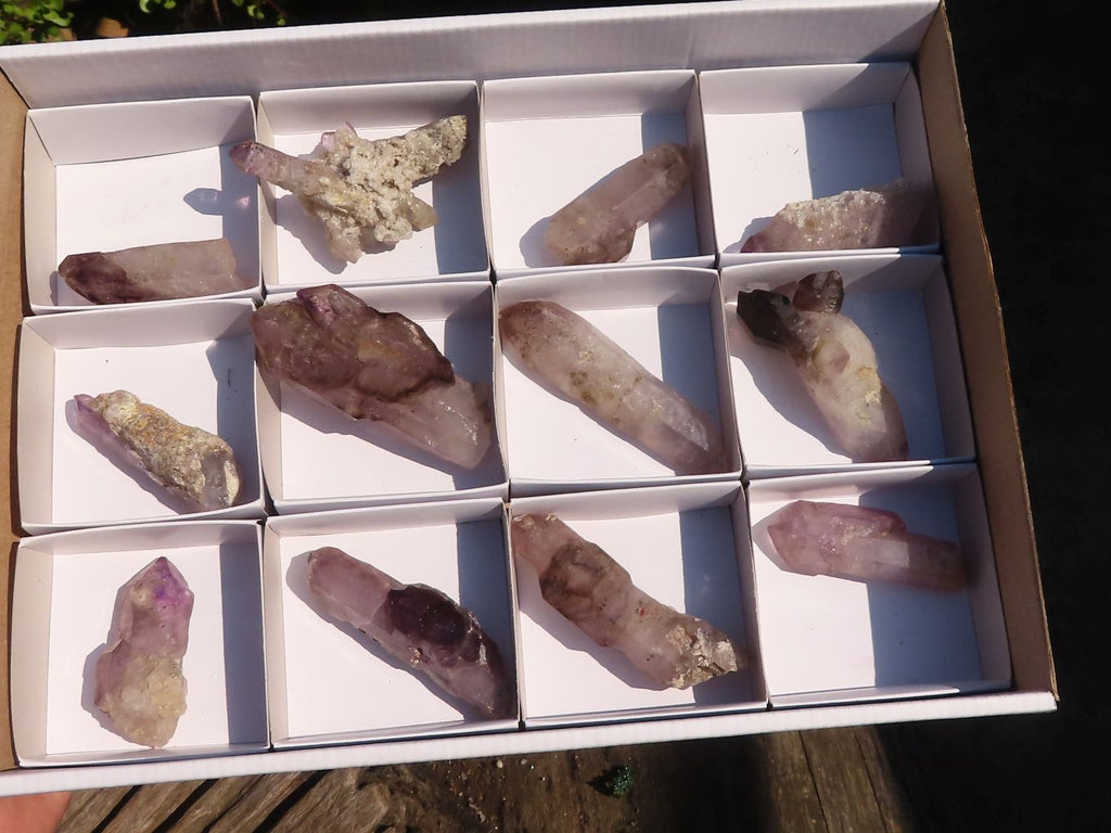 Natural Smokey / Window Amethyst Crystals  x 12 From Chiredzi, Zimbabwe - Toprock Gemstones and Minerals 