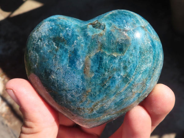 Polished Blue Apatite Hearts (Stone Sealed) x 6 From Madagascar - Toprock Gemstones and Minerals 