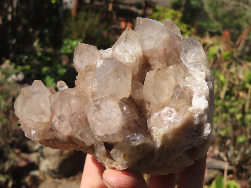 Natural Smokey Phantom Quartz Clusters x 5 From Luena, Congo - Toprock Gemstones and Minerals 