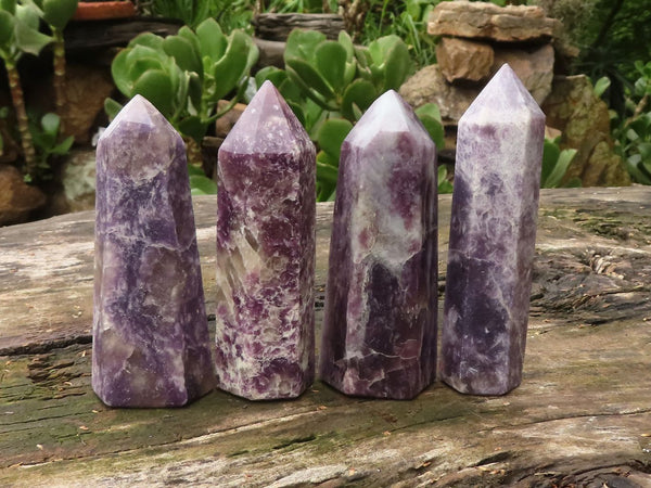 Polished Purple Lepidolite Mica Points  x 4 From Madagascar - TopRock