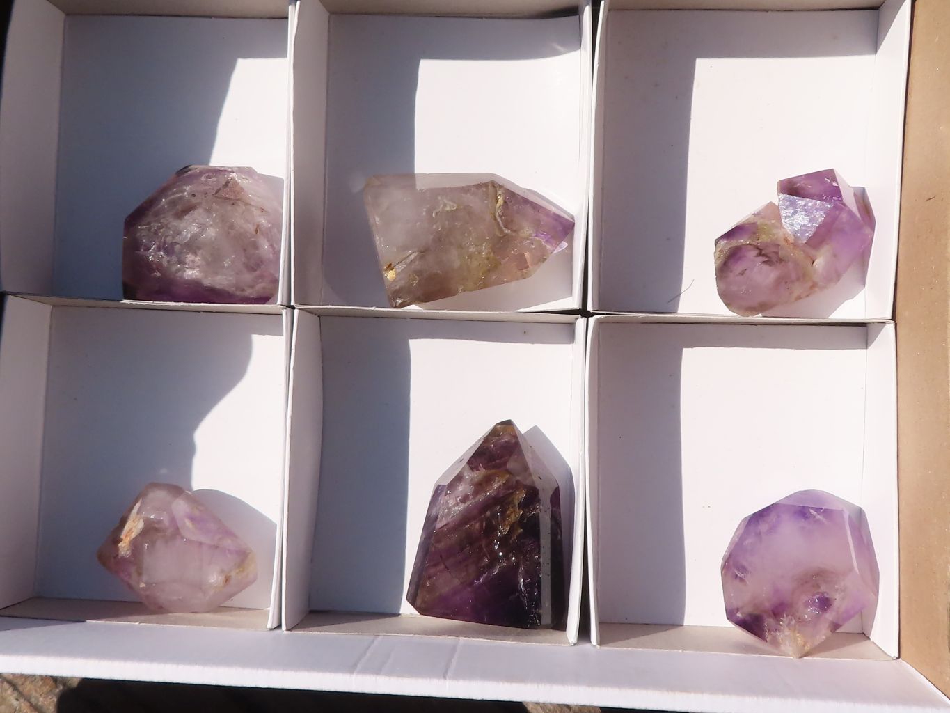Polished Window Amethyst Points x 6 From Madagascar - Toprock Gemstones and Minerals 