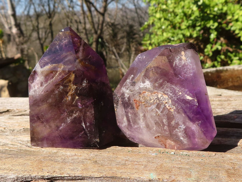 Polished Window Amethyst Points x 6 From Madagascar - Toprock Gemstones and Minerals 