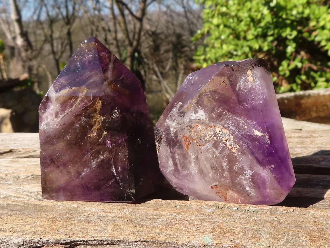 Polished Window Amethyst Points x 6 From Madagascar - Toprock Gemstones and Minerals 