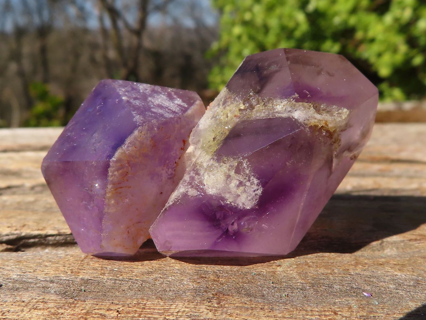 Polished Window Amethyst Points x 6 From Madagascar - Toprock Gemstones and Minerals 