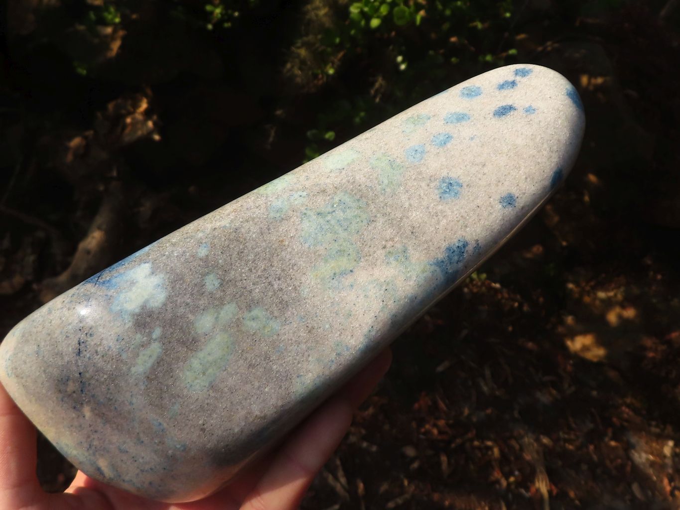 Polished Extra Large Blue Spotted Spinel Quartz Standing Free Form x 1 From Madagascar - Toprock Gemstones and Minerals 