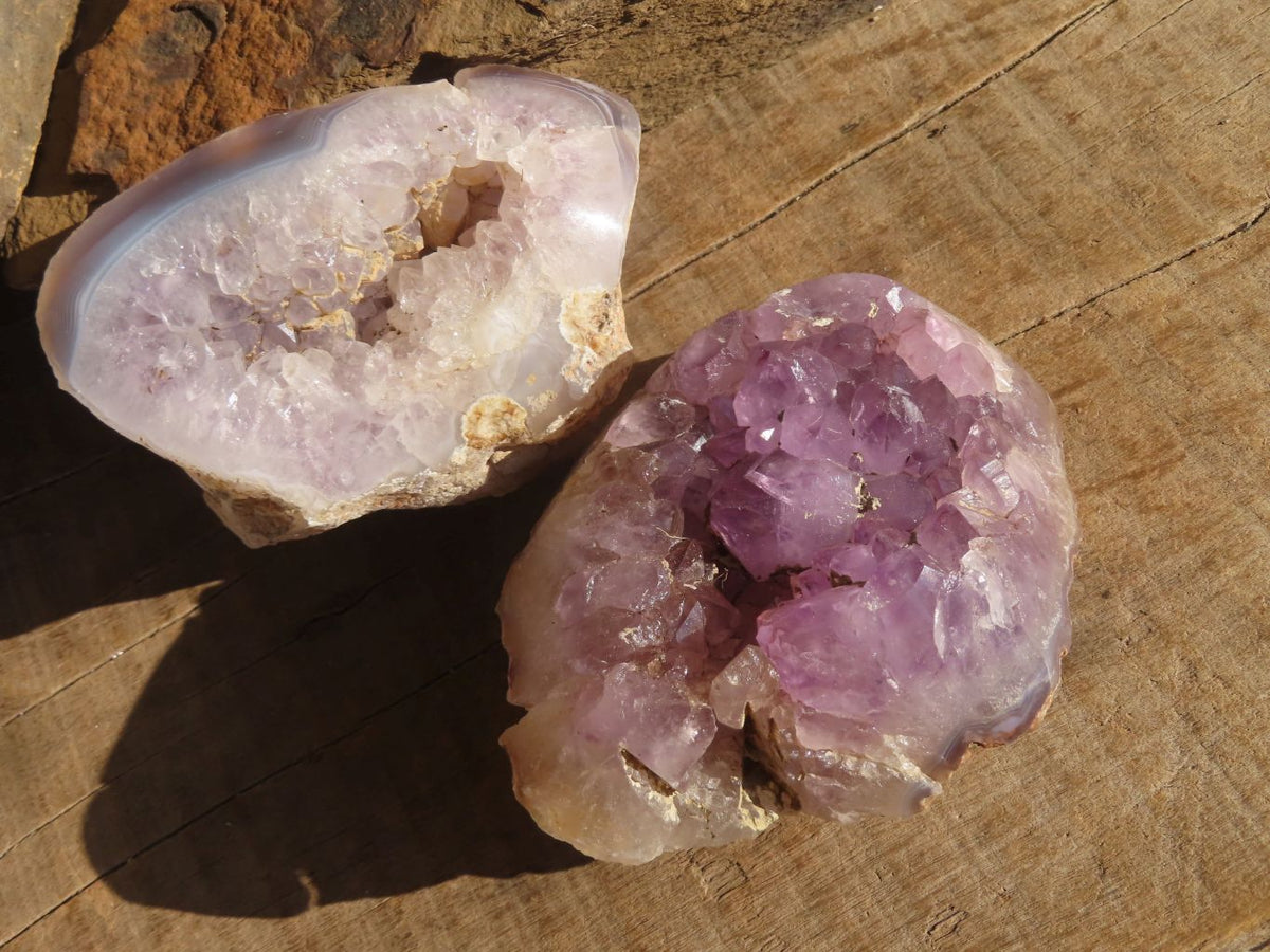 Polished Amethyst Agate Geodes x 4 From Madagascar - Toprock Gemstones and Minerals 