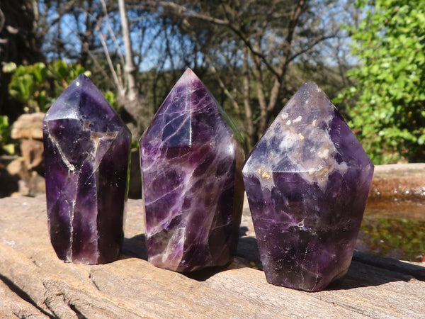 Polished Dark Purple Amethyst Points  x 6 From Mapatizya, Zambia - Toprock Gemstones and Minerals 