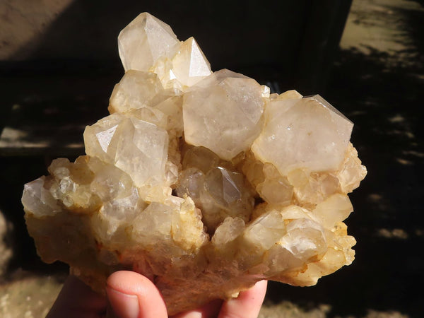 Natural Cascading White Phantom Quartz Clusters  x 2 From Luena, Congo - Toprock Gemstones and Minerals 