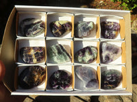 Polished Watermelon Fluorite Free Forms  x 12 From Uis, Namibia - Toprock Gemstones and Minerals 
