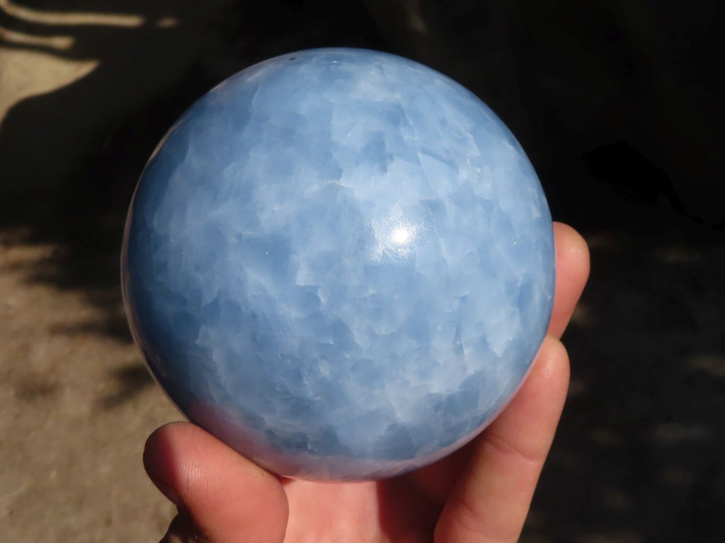Polished Blue Calcite Spheres x 2 From Ihadilalana, Madagascar - Toprock Gemstones and Minerals 