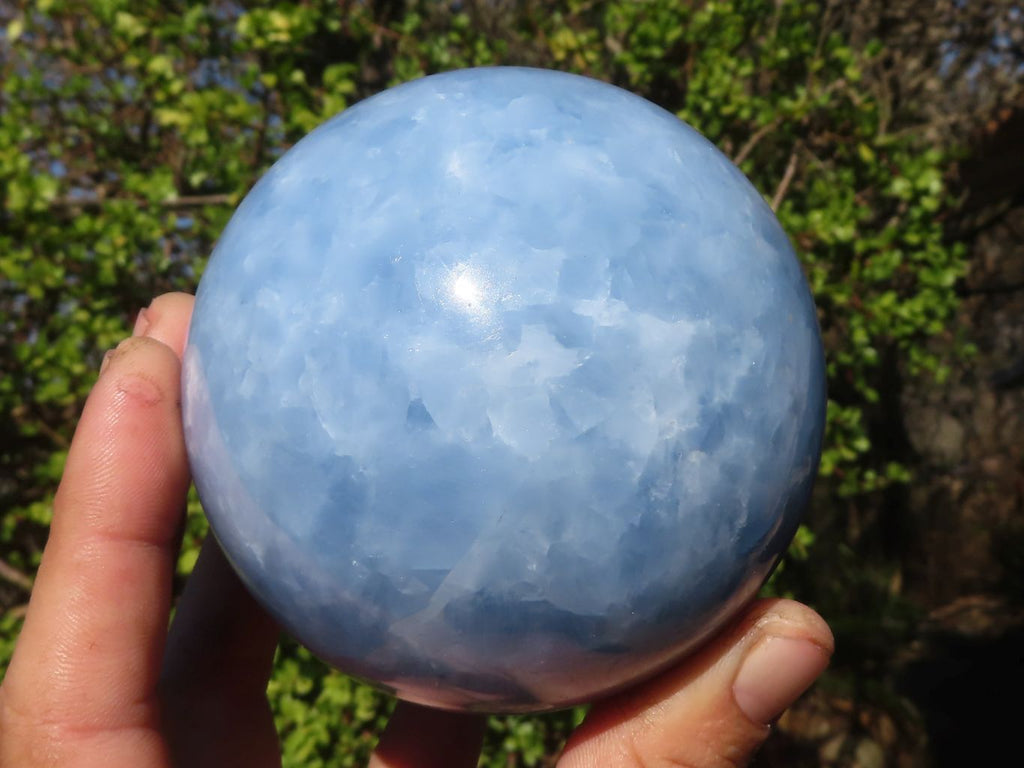 Polished Blue Calcite Spheres x 2 From Ihadilalana, Madagascar - Toprock Gemstones and Minerals 