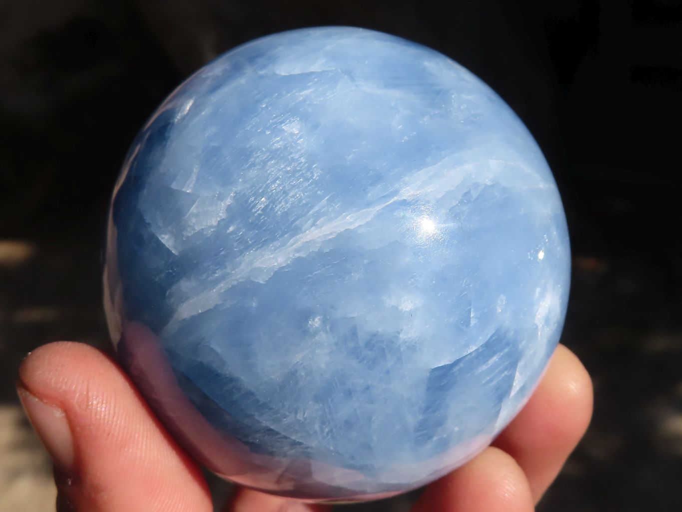 Polished Blue Calcite Spheres x 2 From Ihadilalana, Madagascar - Toprock Gemstones and Minerals 