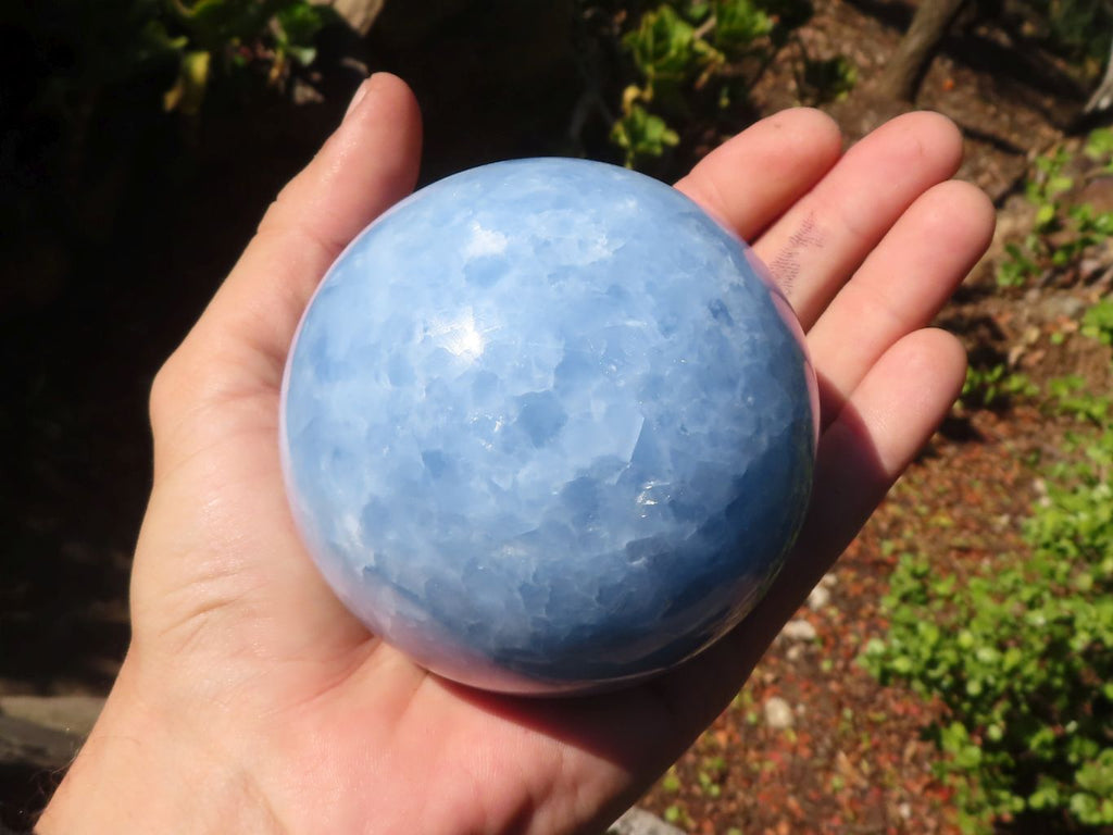 Polished Blue Calcite Spheres x 2 From Ihadilalana, Madagascar - Toprock Gemstones and Minerals 