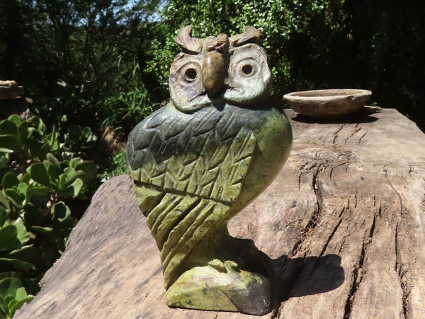 Polished Extra Large Leopard Stone Owl Carving  x 1 From Zimbabwe - TopRock