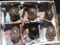 Polished Smokey Morion Quartz Eggs  x 6 From Madagascar - TopRock