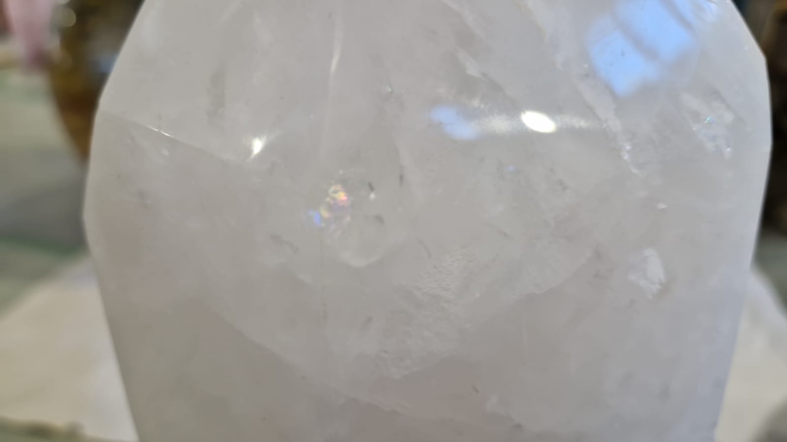 (+12 WEEKS!) Polished XL Snow Quartz Standing Display Tower x 1 From Madagascar
