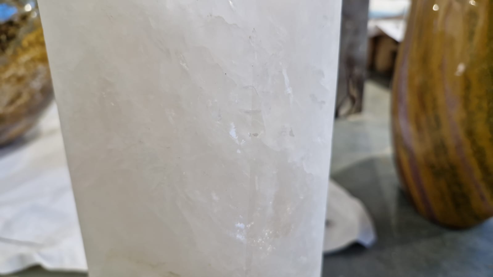 (+12 WEEKS!) Polished XL Snow Quartz Standing Display Tower x 1 From Madagascar