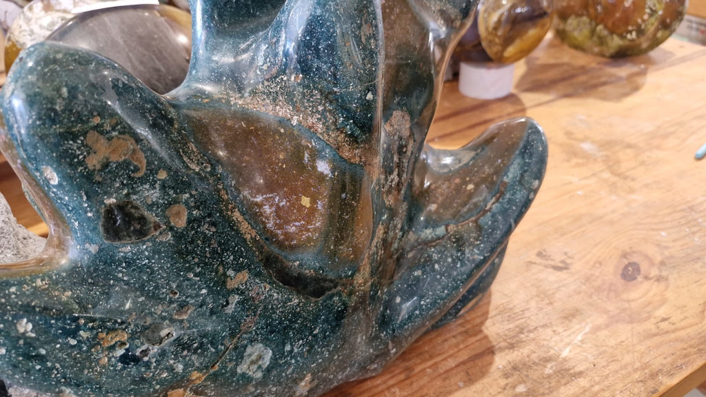 (+12 WEEKS!) Hand Made Polished XL Rare Ocean Jasper Desert Cactus Sculpture x 1 From Boeny, Madagascar