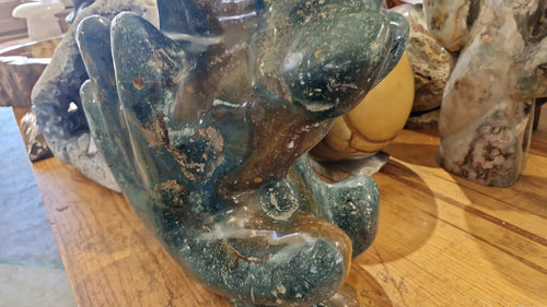 (+12 WEEKS!) Hand Made Polished XL Rare Ocean Jasper Desert Cactus Sculpture x 1 From Boeny, Madagascar