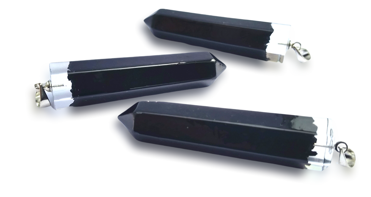 Polished Black Tourmaline Piezoelectric Pendants - sold per piece - From Bulwer, South Africa - Toprock Gemstones and Minerals 