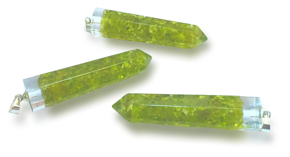 Polished Peridot Piezoelectric Pendants  - sold per piece - From Bulwer, South Africa - Toprock Gemstones and Minerals 