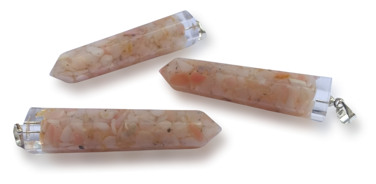 Polished Pink Opal Piezoelectric Pendants - sold per piece - From Bulwer, South Africa - Toprock Gemstones and Minerals 