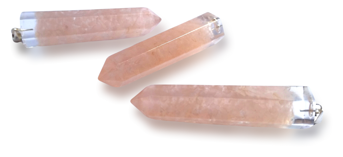 Polished Rose Quartz Piezoelectric Pendants - sold per piece - From Bulwer, South Africa - Toprock Gemstones and Minerals 