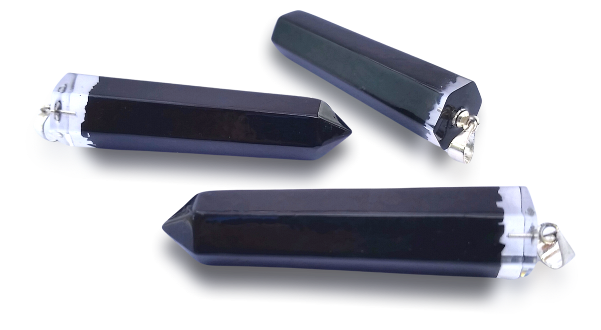Polished Shungite Piezoelectric Pendants - sold per piece - From Bulwer, South Africa - Toprock Gemstones and Minerals 