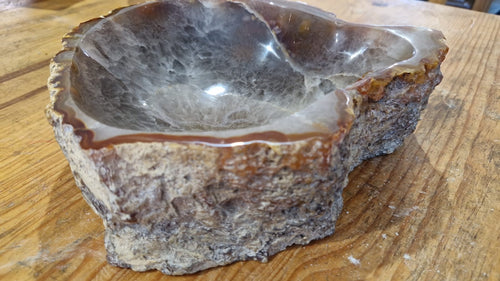 (+12 WEEKS!) Polished and Natural Large Carnelian Agate Gemstone Bowl x 1 From Marovoay, Madagascar