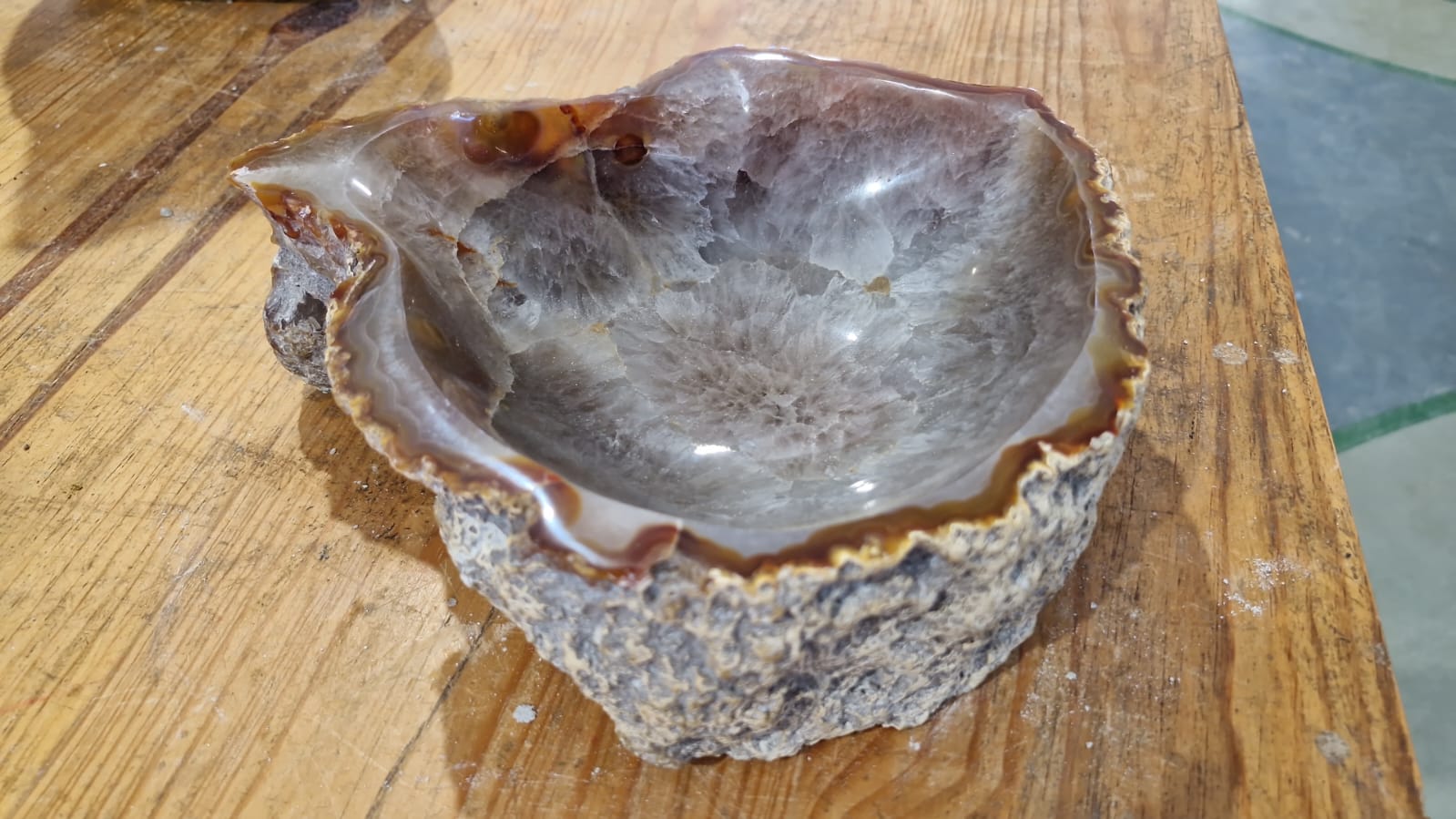 (+12 WEEKS!) Polished and Natural Large Carnelian Agate Gemstone Bowl x 1 From Marovoay, Madagascar