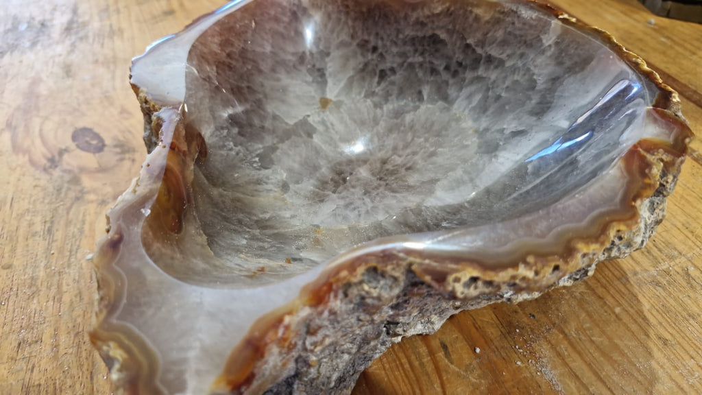 (+12 WEEKS!) Polished and Natural Large Carnelian Agate Gemstone Bowl x 1 From Marovoay, Madagascar